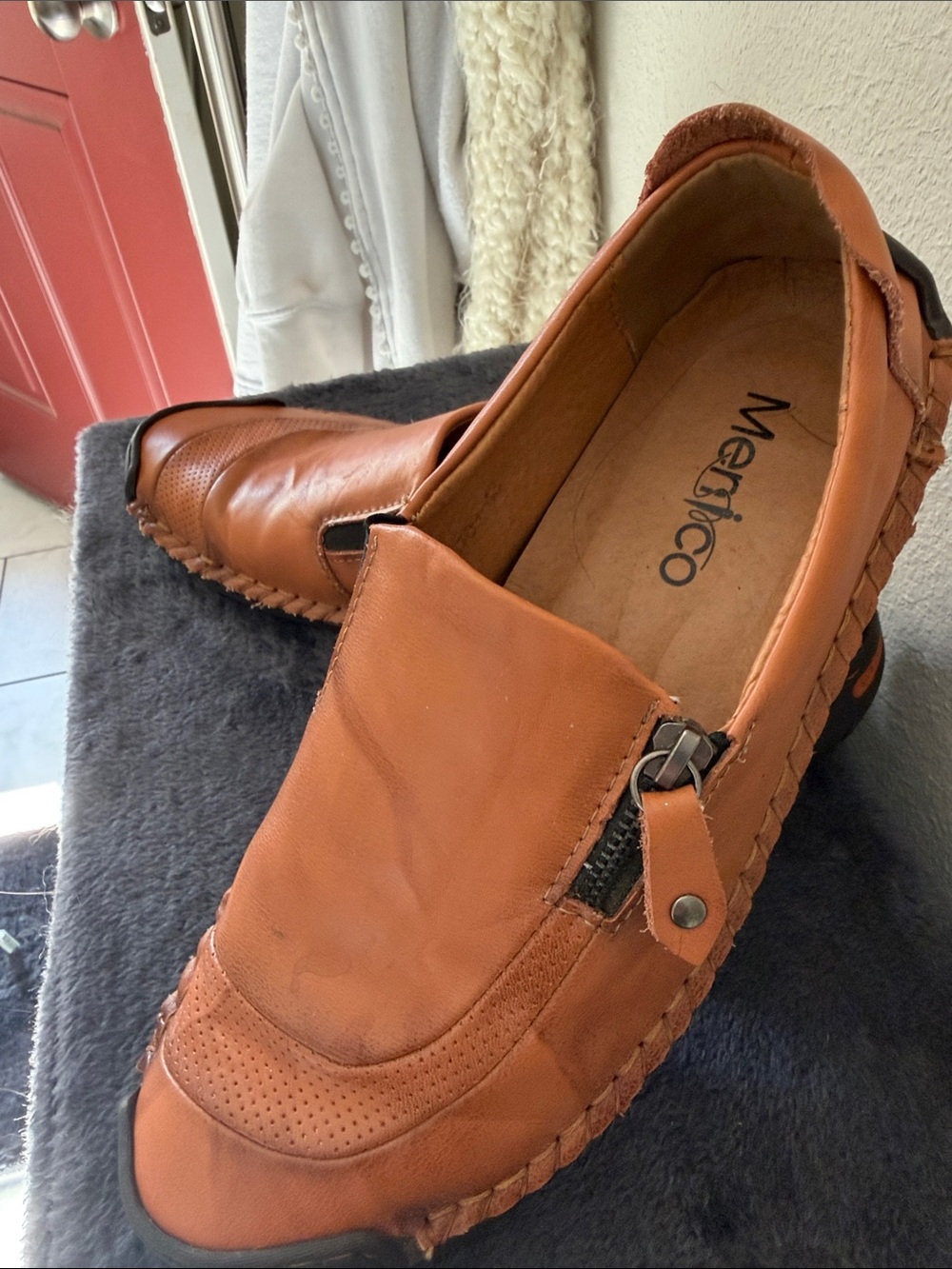 Men's Cognac Slip-On Leather Loafers